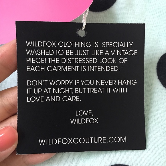 NWT Wildfox Supersoft Cotton Blend Polka-dot Sweatshirt Aqua Blue S - Picture 6 of 8